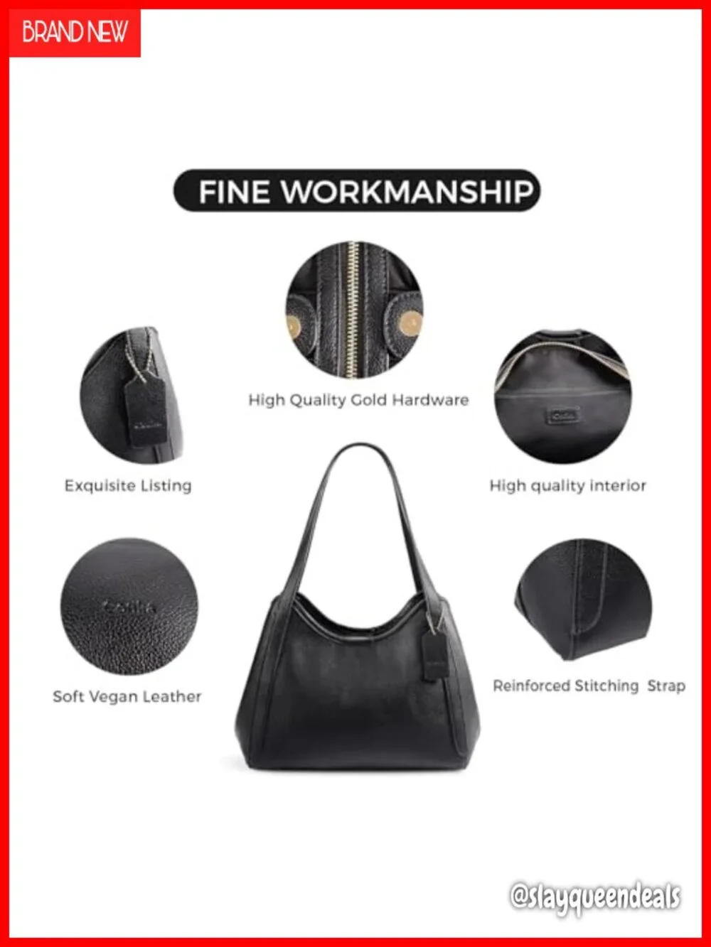Vegan Leather Hobo Bag for Women Shoulder Purse Handbag